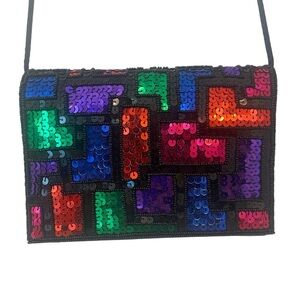 Carolyne Barton Vintage Sequin Crossbody Purse Evening Bag